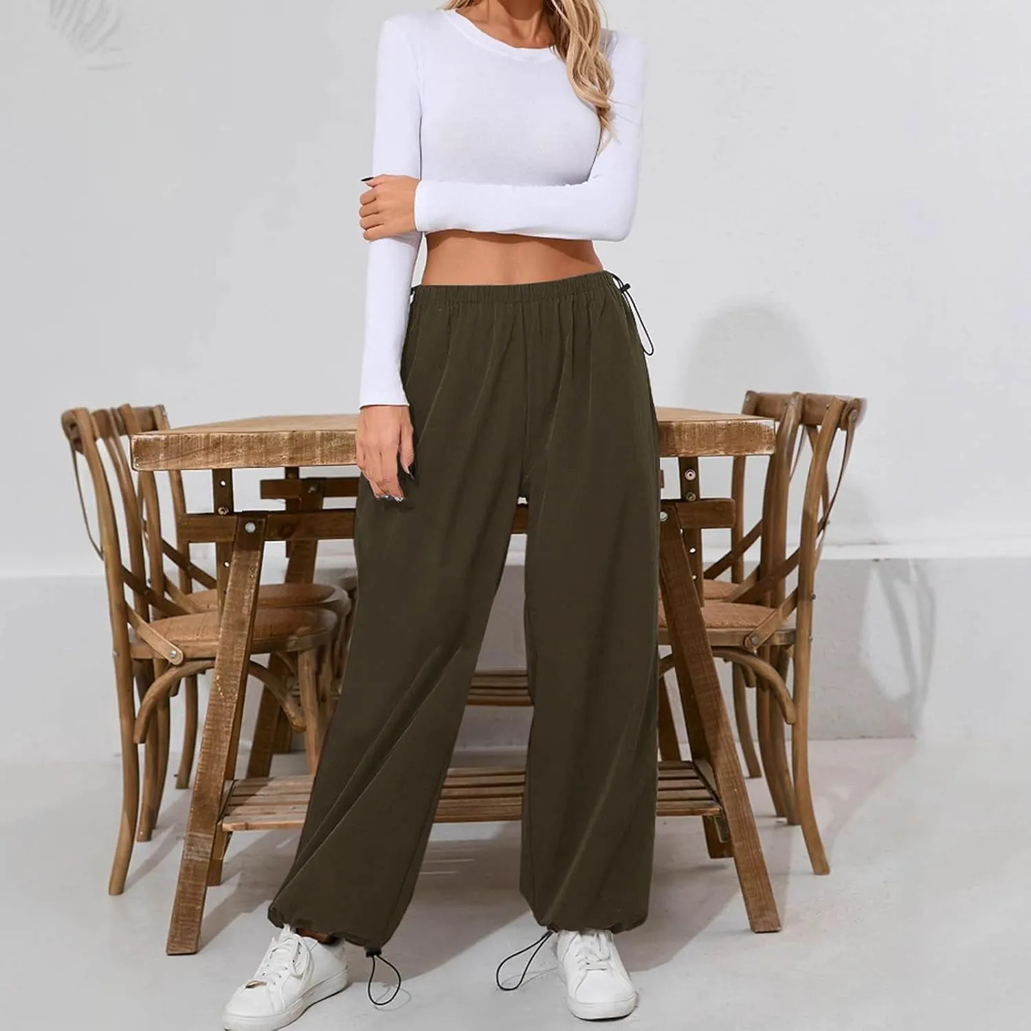 Women's Sweatpants Baggy Solid Bound Feet Drawstring Workout Casual Lounge Bottoms Athletic Loose Soft 2025 Joggers