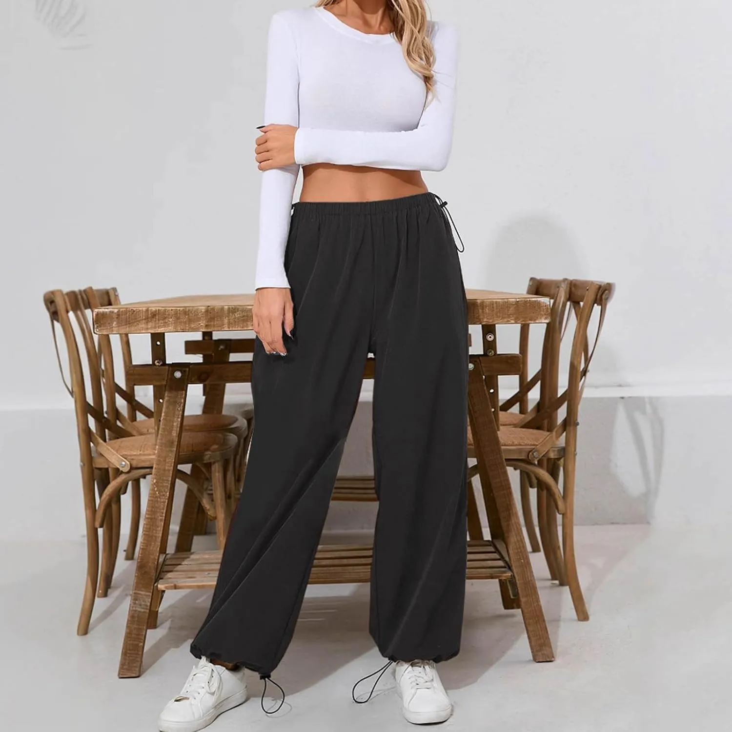 Women's Sweatpants Baggy Solid Bound Feet Drawstring Workout Casual Lounge Bottoms Athletic Loose Soft 2025 Joggers