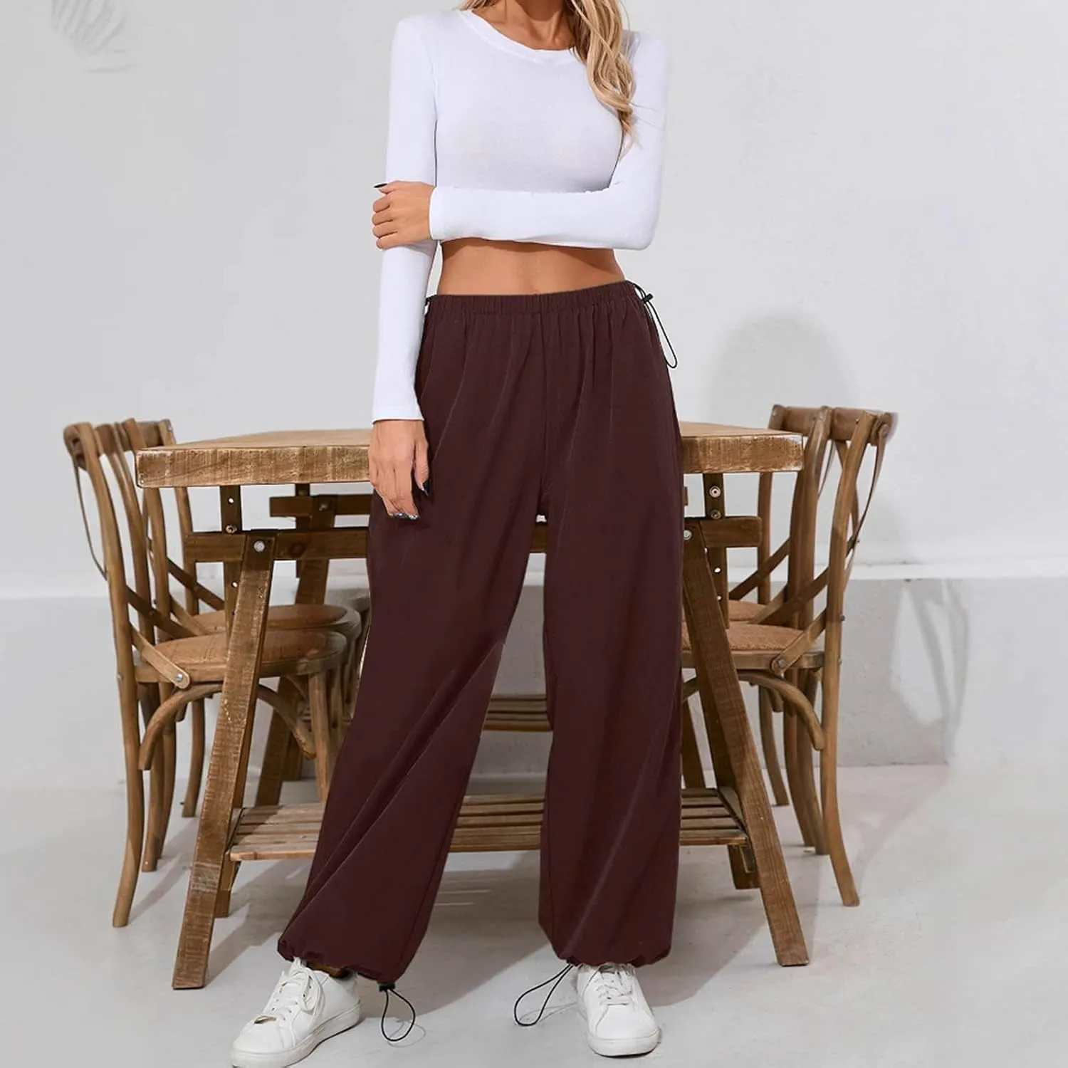 Women's Sweatpants Baggy Solid Bound Feet Drawstring Workout Casual Lounge Bottoms Athletic Loose Soft 2025 Joggers