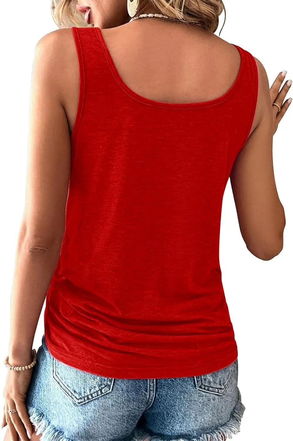 Womens Tank Tops Sleeveless U Neck Loose Button Casual Henley Tops Shirts Summer Tank Tops for Women 2025