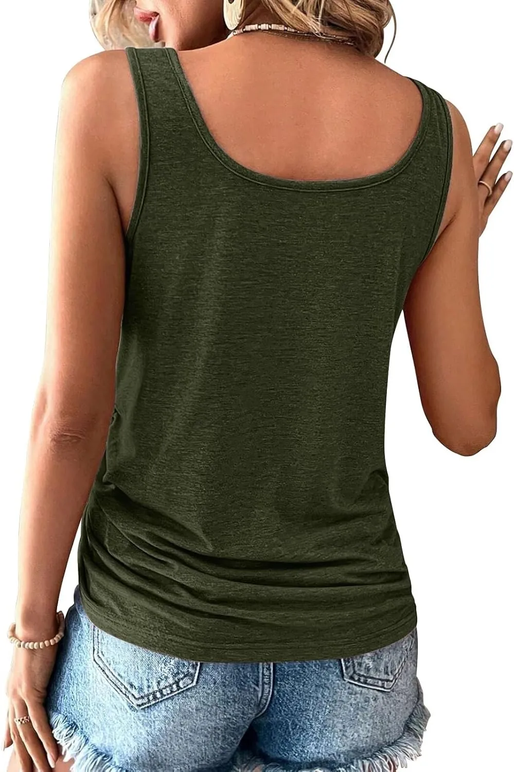 Womens Tank Tops Sleeveless U Neck Loose Button Casual Henley Tops Shirts Summer Tank Tops for Women 2025