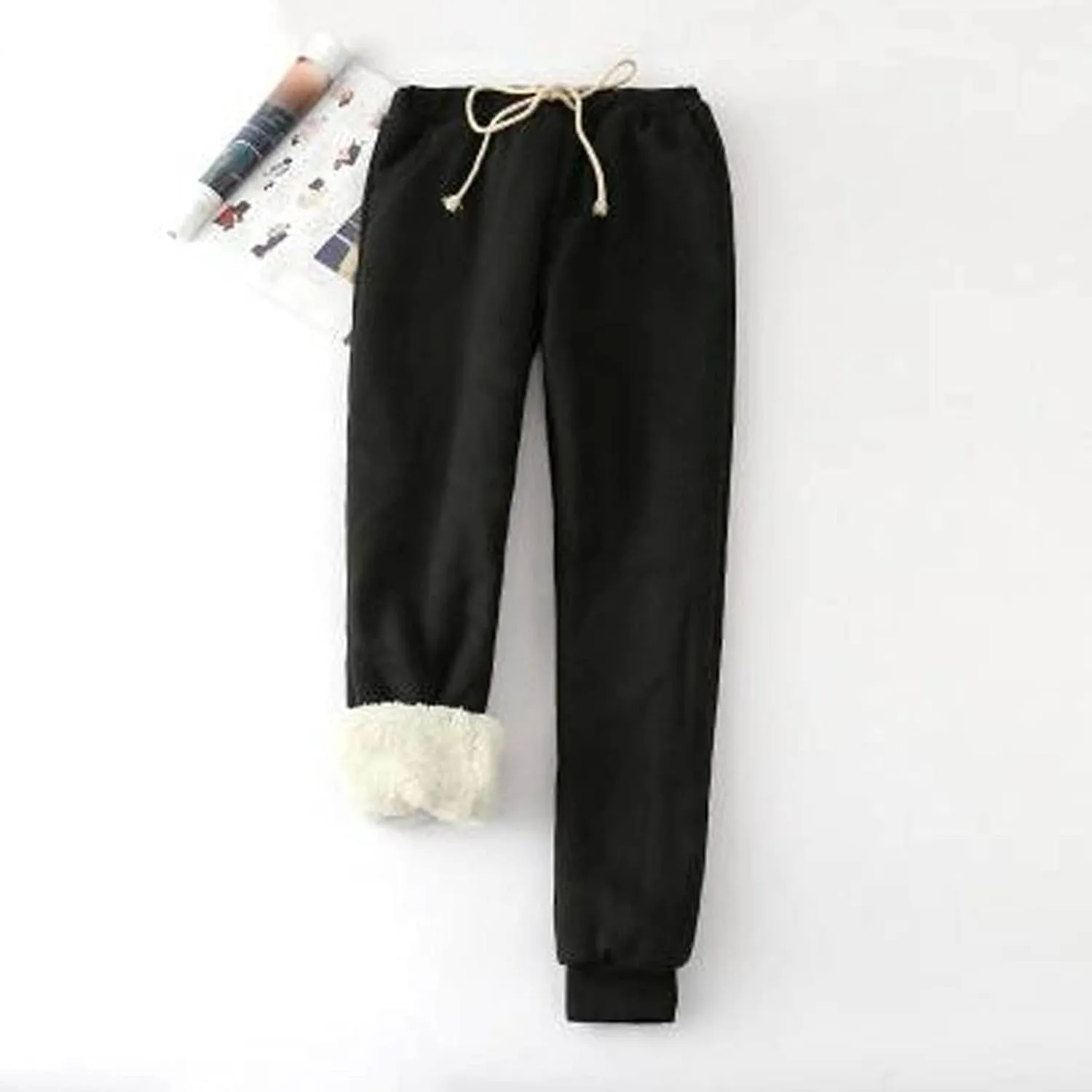 Womens Winter Sherpa Lined Sweatpants Thermal Warm Fleece Joggers Drawstring Athletic Active Lounge Pant with Pocket
