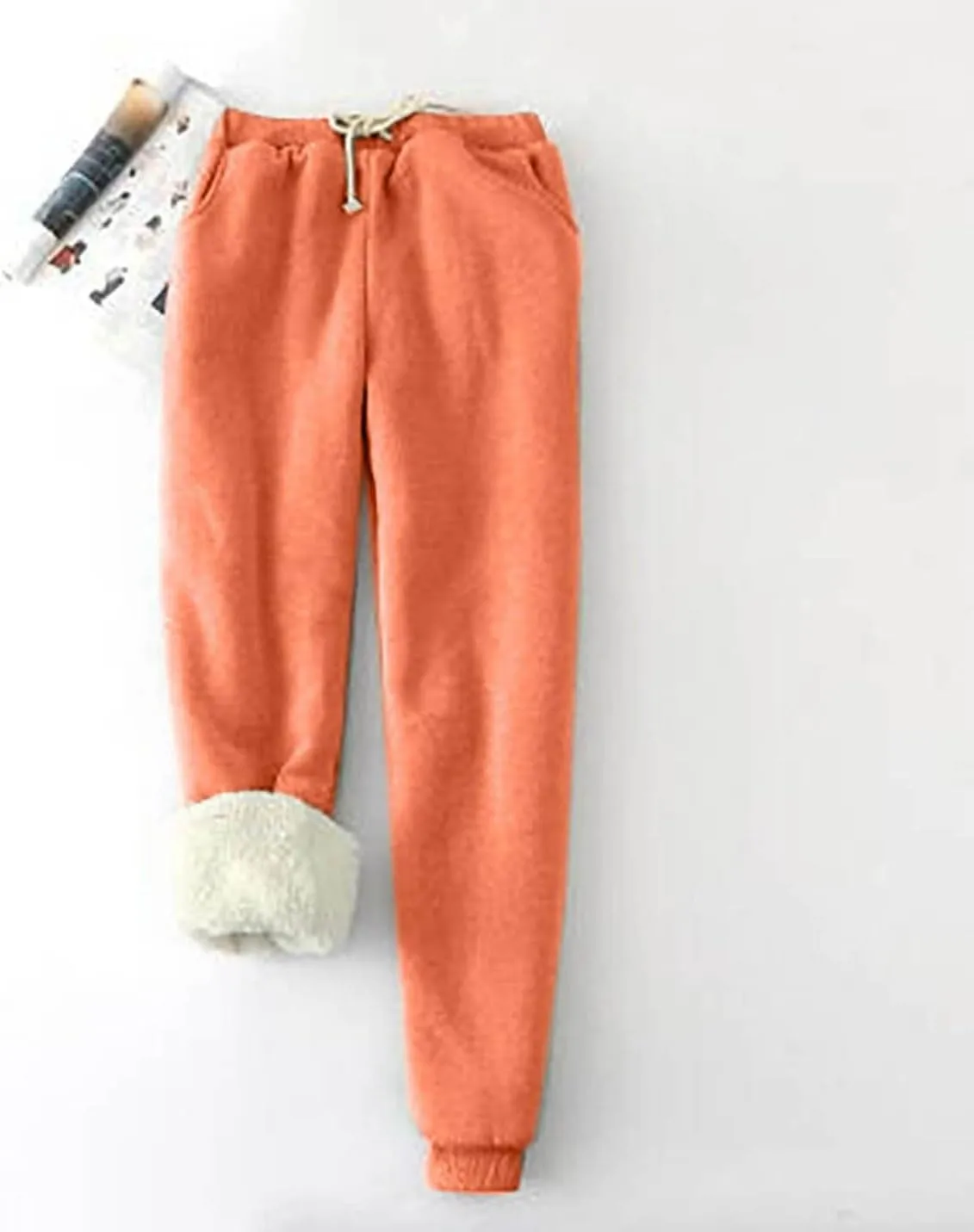 Womens Winter Sherpa Lined Sweatpants Thermal Warm Fleece Joggers Drawstring Athletic Active Lounge Pant with Pocket