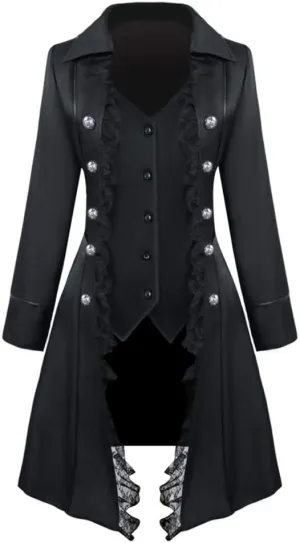 XUNRYAN Women Steampunk Trench Coats Medieval Renaissance Victorian Vampire Gothic Long Winter Jacket Halloween Costume
