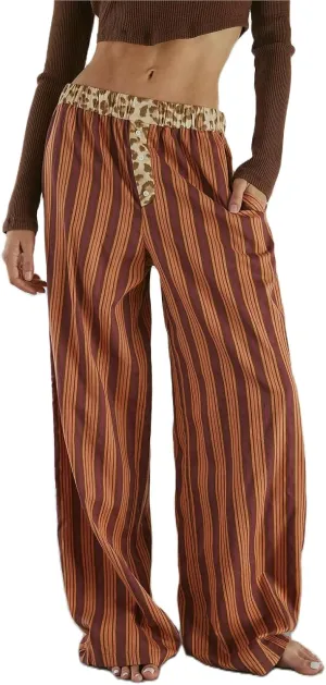 Y2k Striped Pants for Women Wide Leg Drawstring Elastic Low Rise Pajama Pants Lounge Wear Trousers