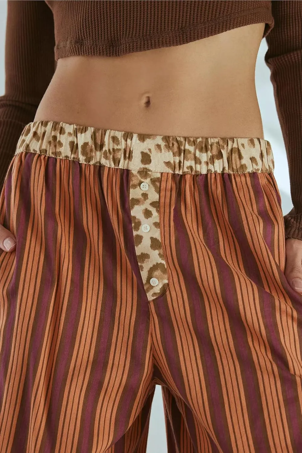 Y2k Striped Pants for Women Wide Leg Drawstring Elastic Low Rise Pajama Pants Lounge Wear Trousers