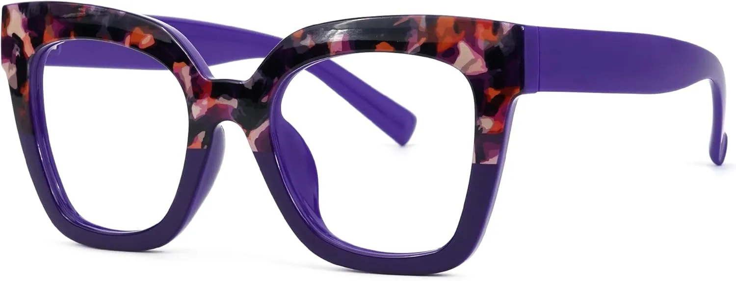 Zeelool Trendy Rectangle Blue Light Blocking Glasses for Women TR90 Eyewear Malcolm VFT0269-15 Dark-Blue