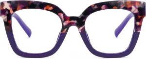 Zeelool Trendy Rectangle Blue Light Blocking Glasses for Women TR90 Eyewear Malcolm VFT0269-15 Dark-Blue