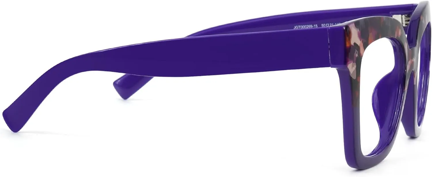 Zeelool Trendy Rectangle Blue Light Blocking Glasses for Women TR90 Eyewear Malcolm VFT0269-15 Dark-Blue