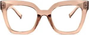 Zeelool Trendy Rectangle Blue Light Blocking Glasses for Women TR90 Eyewear Malcolm VFT0269 (VFT0269-02 Champagne, Blue Light Blocking)