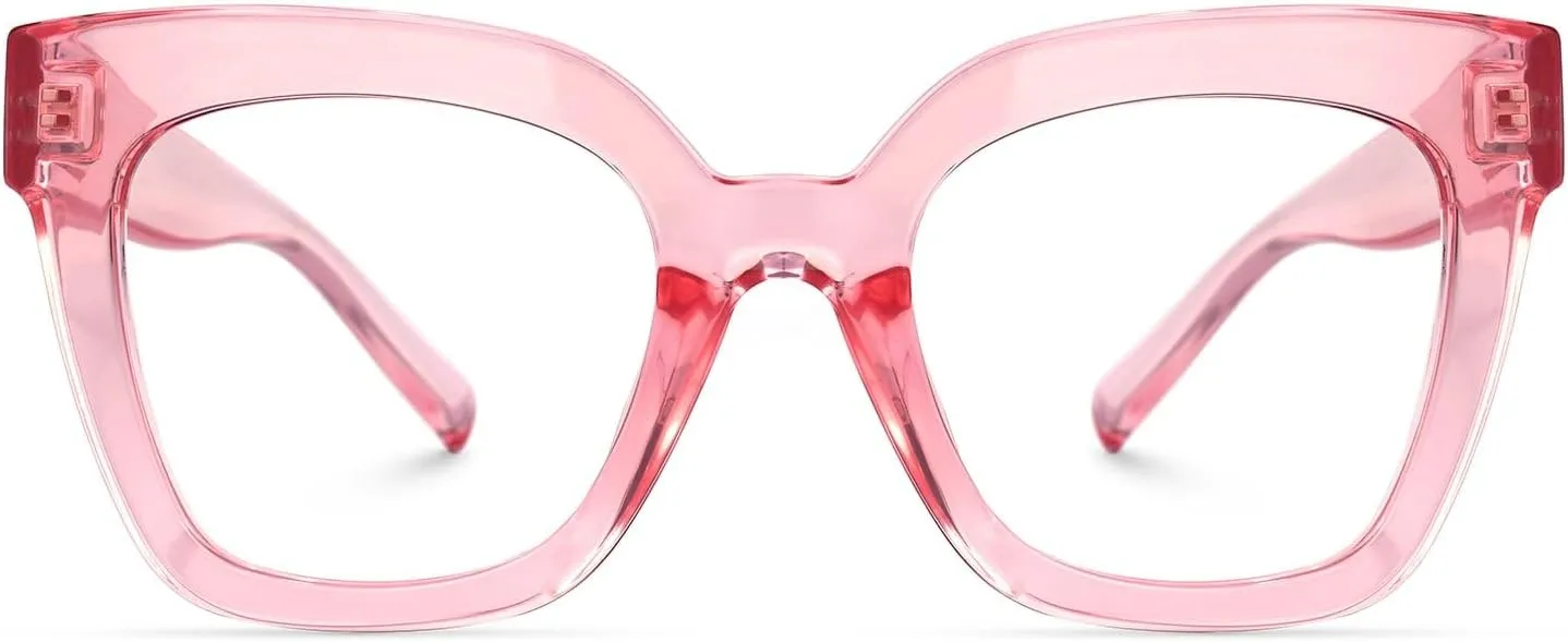 Zeelool Trendy Rectangle Blue Light Blocking Glasses for Women TR90 Eyewear Malcolm VFT0269 (VFT0269-11 Pink, Blue Light Blocking)