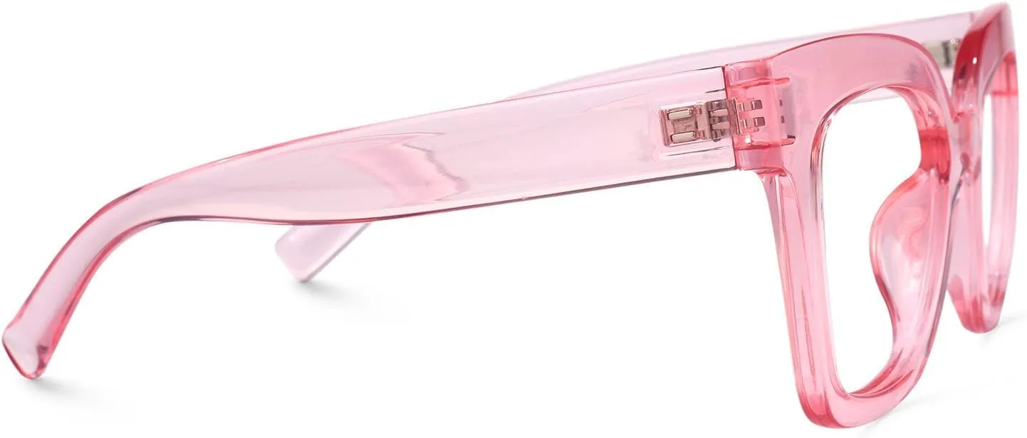 Zeelool Trendy Rectangle Blue Light Blocking Glasses for Women TR90 Eyewear Malcolm VFT0269 (VFT0269-11 Pink, Blue Light Blocking)