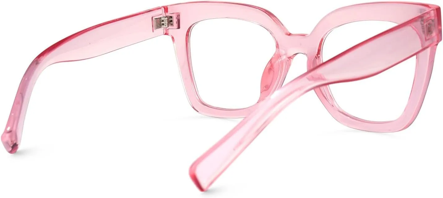 Zeelool Trendy Rectangle Blue Light Blocking Glasses for Women TR90 Eyewear Malcolm VFT0269 (VFT0269-11 Pink, Blue Light Blocking)