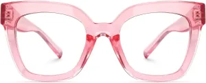 Zeelool Trendy Rectangle Blue Light Blocking Glasses for Women TR90 Eyewear Malcolm VFT0269 (VFT0269-11 Pink, Blue Light Blocking)
