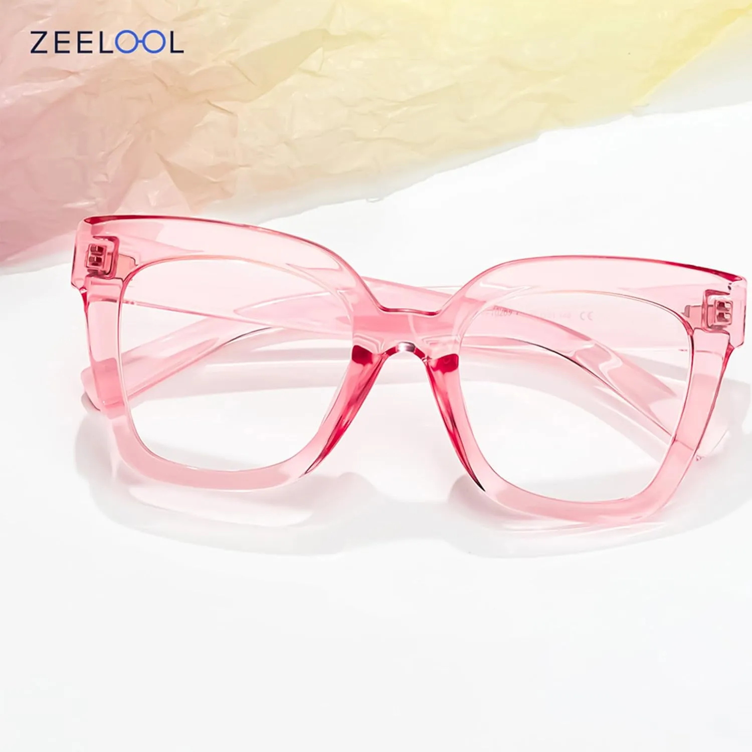 Zeelool Trendy Rectangle Blue Light Blocking Glasses for Women TR90 Eyewear Malcolm VFT0269 (VFT0269-11 Pink, Blue Light Blocking)