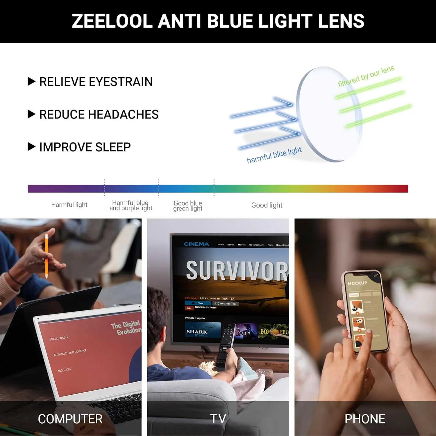 Zeelool Trendy Rectangle Blue Light Blocking Glasses for Women TR90 Eyewear Malcolm VFT0269 (VFT0269-11 Pink, Blue Light Blocking)