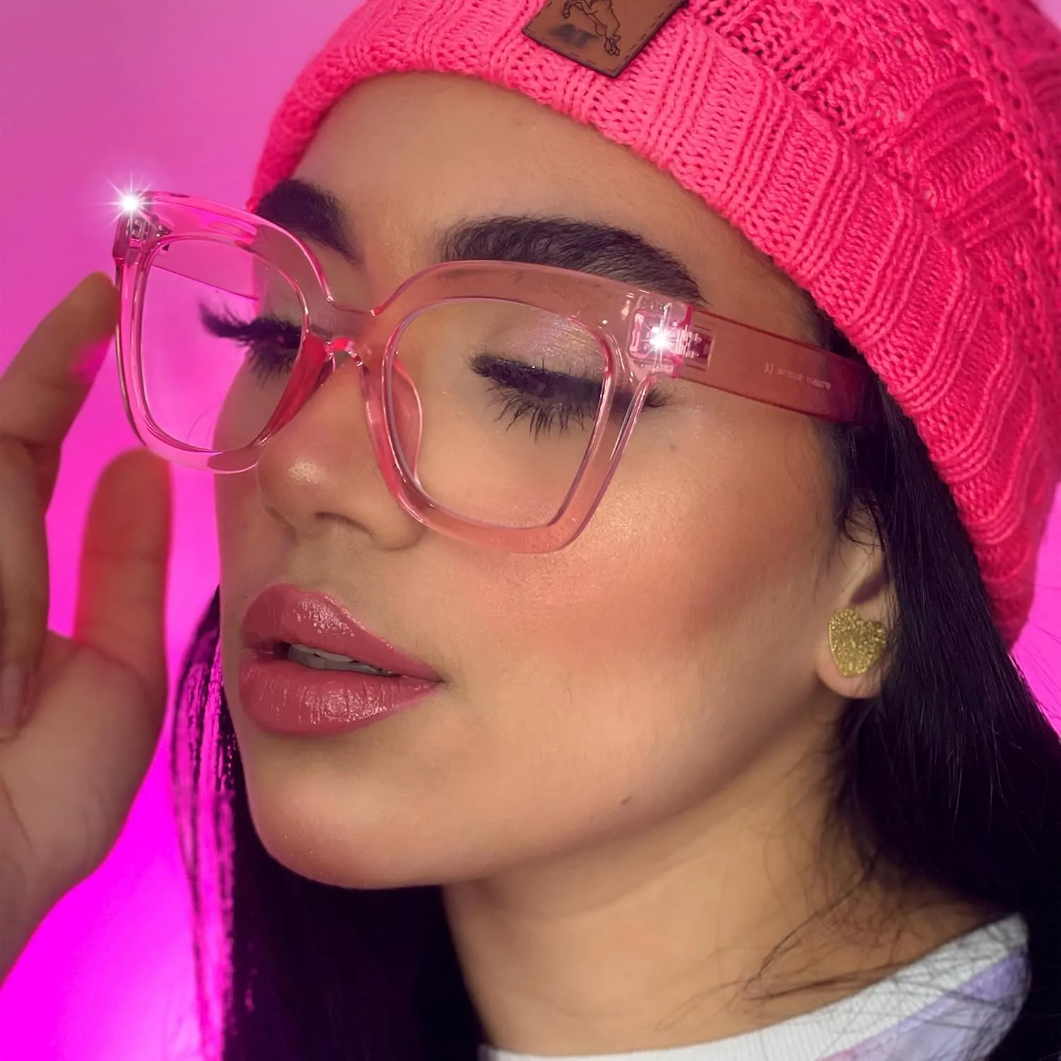 Zeelool Trendy Rectangle Blue Light Blocking Glasses for Women TR90 Eyewear Malcolm VFT0269 (VFT0269-11 Pink, Blue Light Blocking)