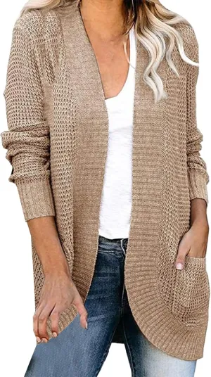 ZYXTIM Womens 2024 Long Sleeve Chunky Cable Knit Fall Cardigans Sweaters Plus Size Open Front Warm Outwear Coats with Pockets
