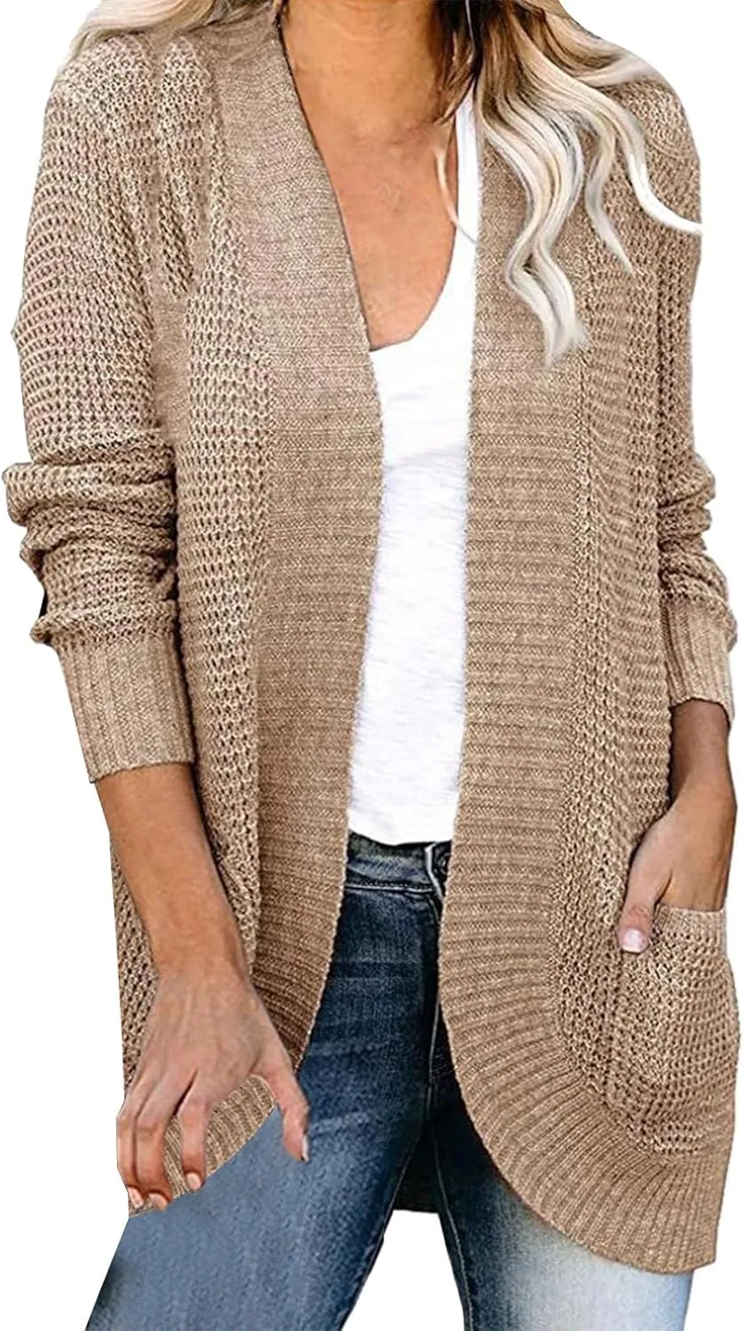 ZYXTIM Womens 2024 Long Sleeve Chunky Cable Knit Fall Cardigans Sweaters Plus Size Open Front Warm Outwear Coats with Pockets